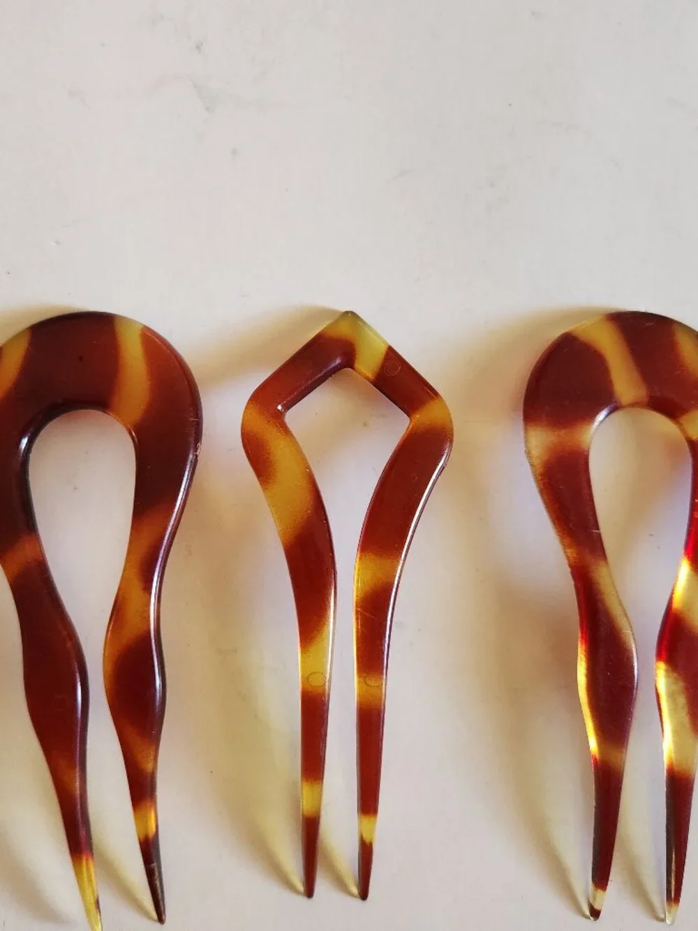 Vintage 70s Goody Chignon Plastic Tortise Shell Hair Pins